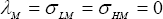\lambda _M  = \sigma _{LM}  = \sigma _{HM}  = 0