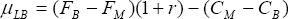 \mu _{LB}  = (F_B  - F_M )(1 + r) - (C_M  - C_B )