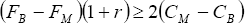 \left( {F_B  - F_M } \right)\left( {1 + r} \right) \ge 2\left( {C_M  - C_B } \right)