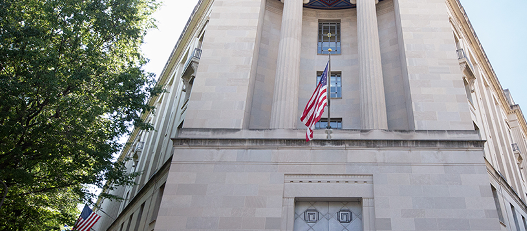 DOJ Building and Flag