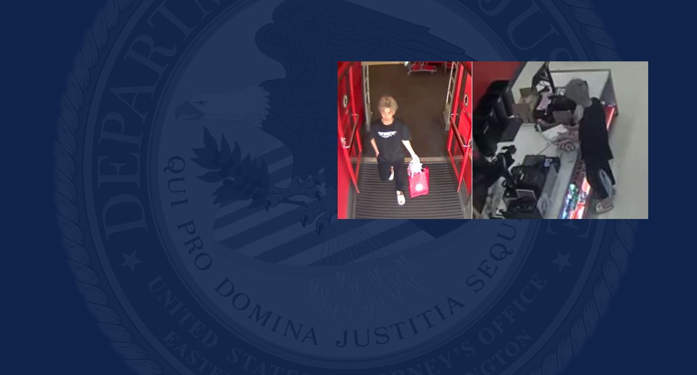 man leaving a store, man doing business at a counter 