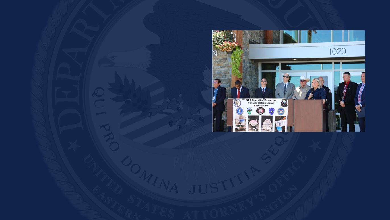 Stephanie Van Marter speaking at a press conference 