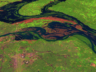 Missouri river during flood in 1933. Courtesy of NASA.