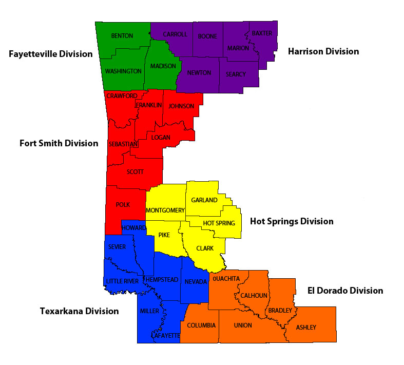 Western District of Arkansas District Map