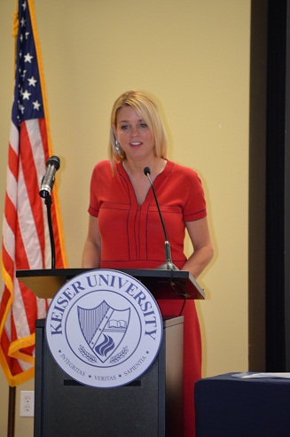 Florida Attorney General Pam Bondi addresses group